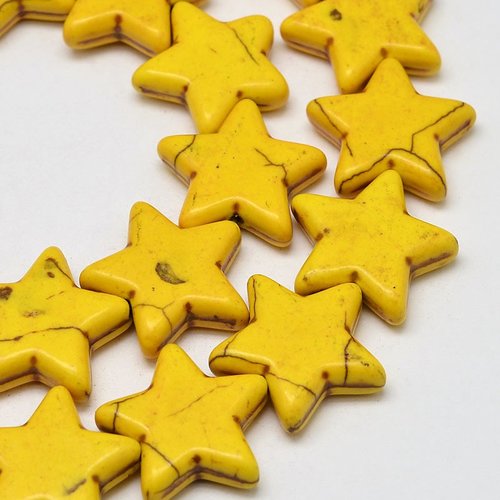 5 perles étoile jaune 12mm