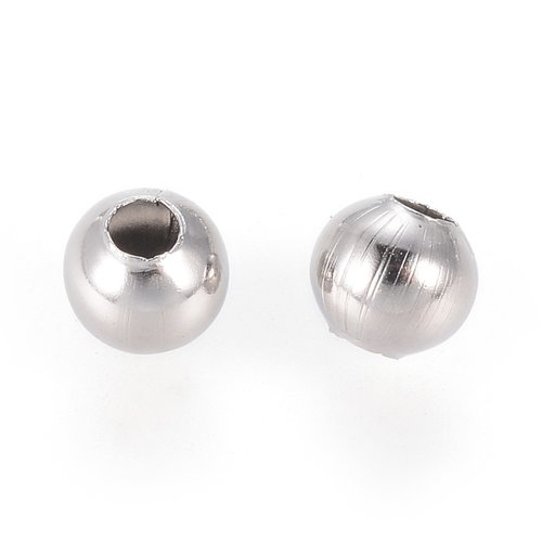 50 perles acier inoxydable ronde 4mm
