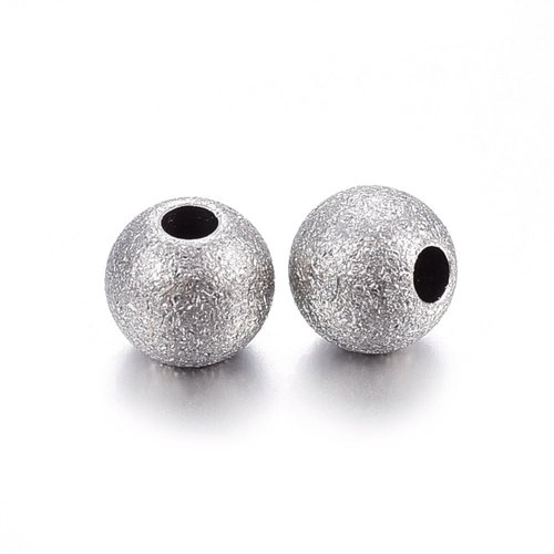 10 perles acier inoxydable ronde 6mm