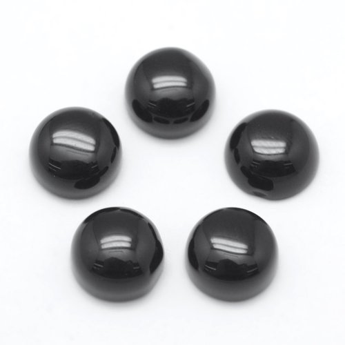 5 cabochons obsidienne naturelle noire 8x4mm