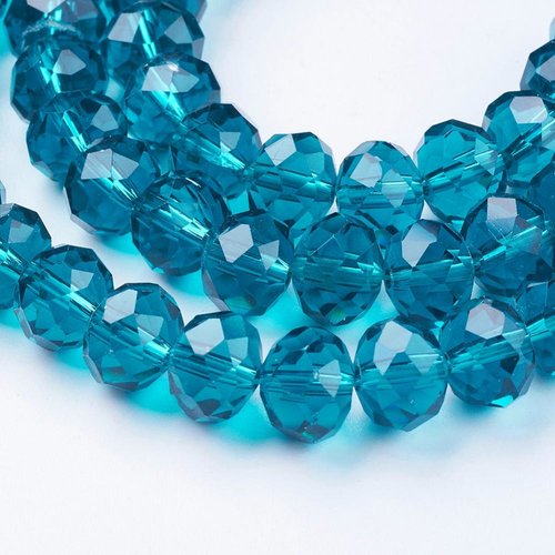 10 perles en verre a facette bleu 10x7mm trou: 1mm