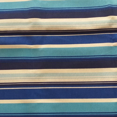 Coupon de tissus coton lin rayé bleu ( 140 x 150 cm )