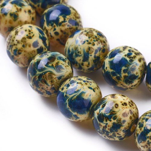 10 perles en verre ronde bleu foncé 10mm