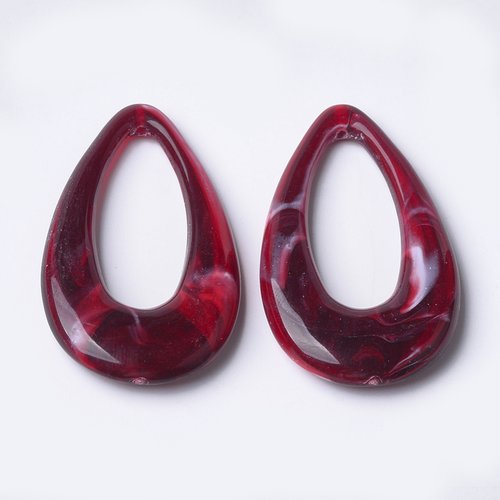 Pendentif acrylique imitation pierre fine larme ovale (2 pieces) plusieurs couleur