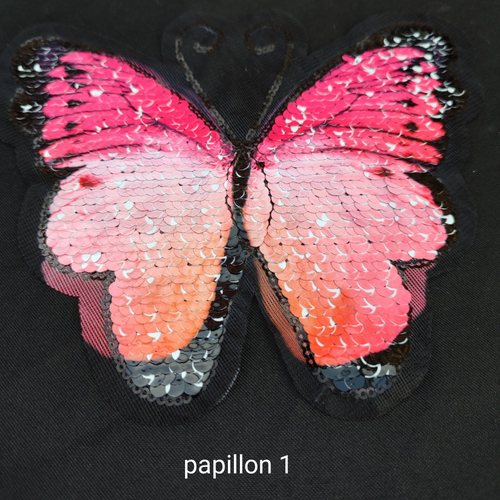 Patch écusson papillon a paillettes réversible (1 pièce) plusieurs modeles