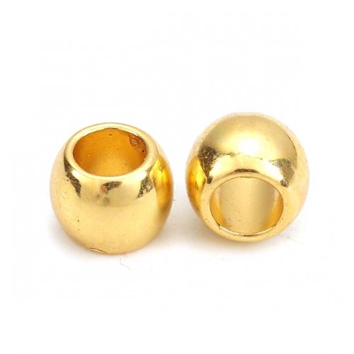 Perle ronde métal doré ou métal argent mat 7 x 6mm trou 4mm (x 10)