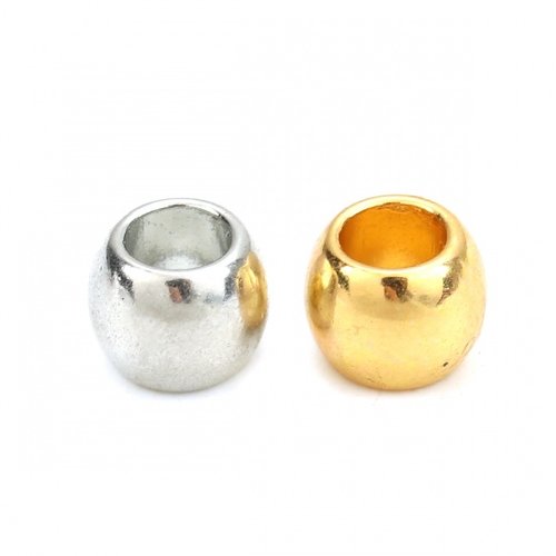 Perle ronde métal doré ou métal argent mat 7 x 6mm trou 4mm (x 10)