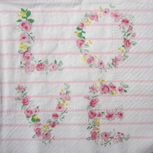 Serviette en papier roses / love   (581) 
