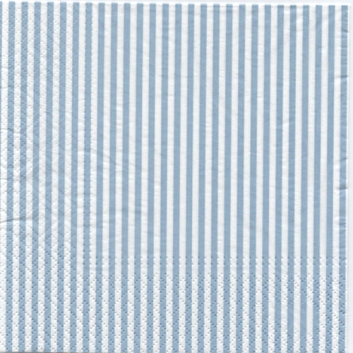 Serviette en papier lignes blanc et bleu ciel  (584)