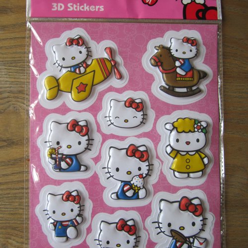 Planche de 9 stickers 3d hello kitty