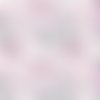 Tissu coton colibris roses et gris sur fond blanc au mètre