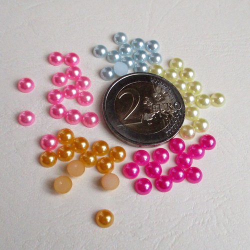 Cabochon acrylique 1/2 perle effet nacré, 5 mm, strass à coller, création de bijoux, scrapbooking, décoration