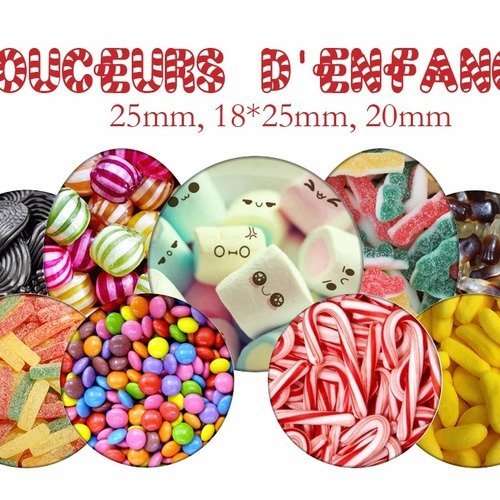 Images Digitales Cabochon Douceurs D Enfance Bonbon Sucrerie Sucre Gourmandise Ronds Un Grand Marche