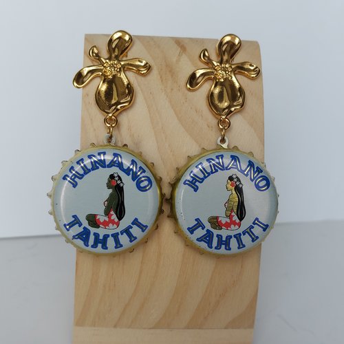 Boucles d'oreilles avec capsule "vahiné", modèle 2