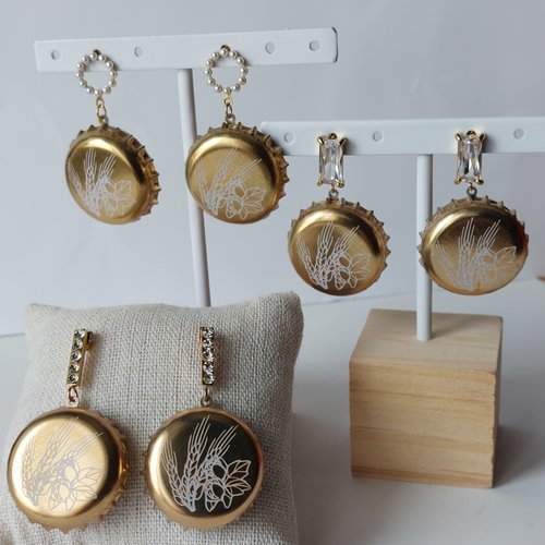 Boucles d'oreilles avec capsule "bouquet champêtre", modèle 2
