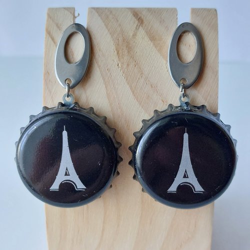 Boucles d'oreilles avec capsule "paris"