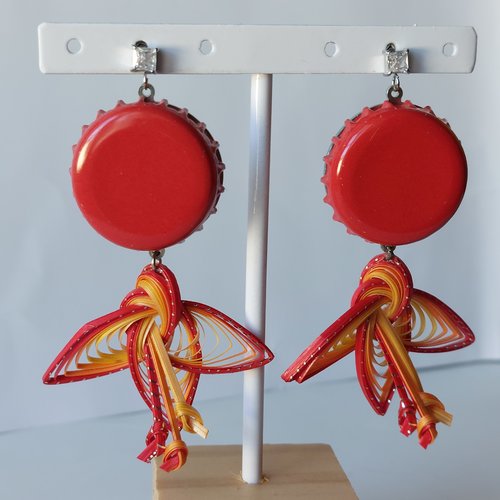 Boucles d'oreilles avec capsule "orchidée" - pièce unique