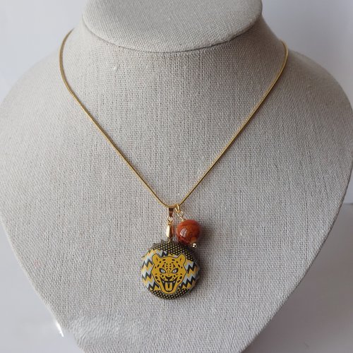Collier réglable avec capsule "panthère"