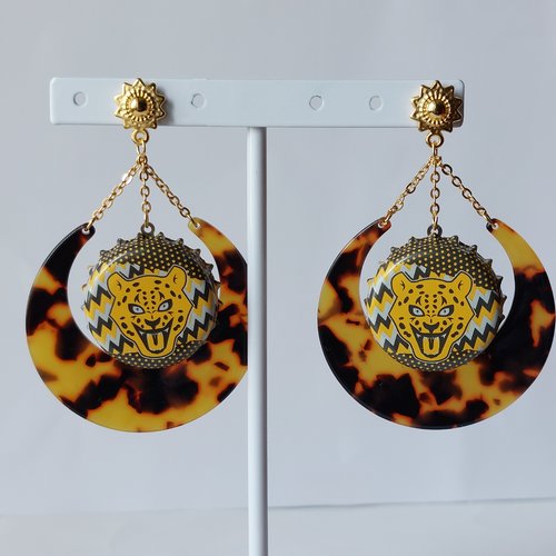 Boucles d'oreilles avec capsule "panthère", modèle 3