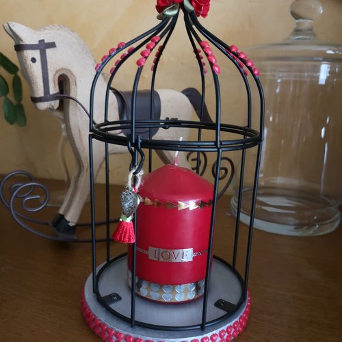 Cage à oiseaux romantique "st valentin"