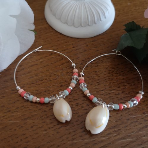 Boucles d'oreilles "jolis coquillages & perles" 