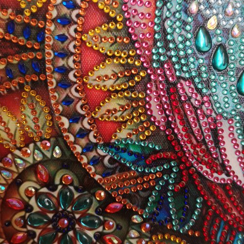 Tableau "chouette" en perles de diamants - Un grand marché