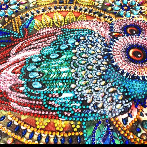 Tableau "chouette" en perles de diamants - Un grand marché