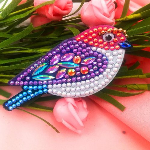 Porte-clés /bijoux de sac "oiseau" en perles de diamants