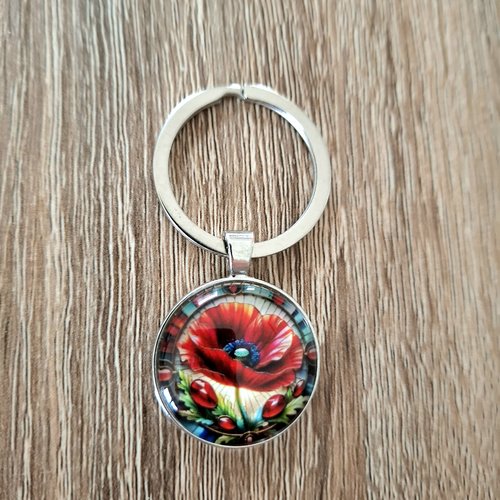 Porte-clés coquelicot