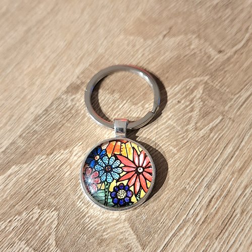 Porte-clés fleurs et bleuet