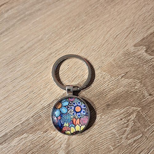 Porte-clés fleurs naïves