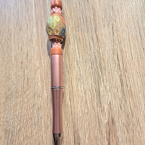 Stylo métallisé marron clair pierre ethnique