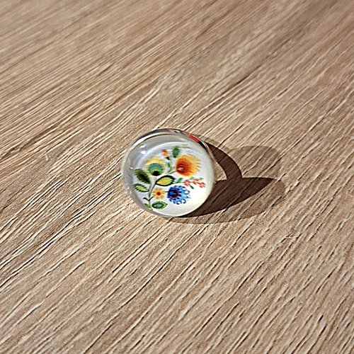 Bague réglable ronde fleur multicolore