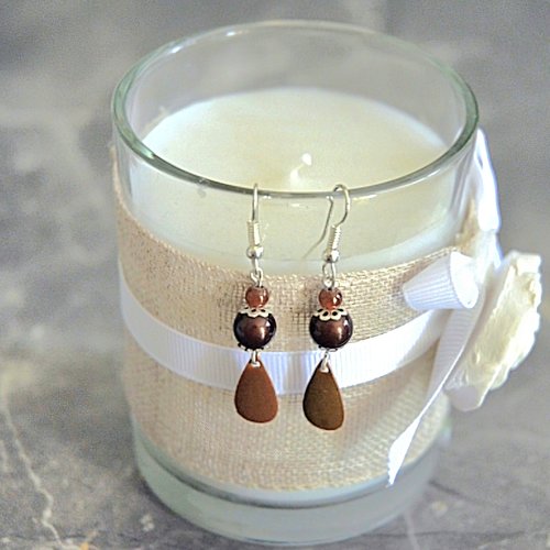 Boucles d'oreilles pendantes bois