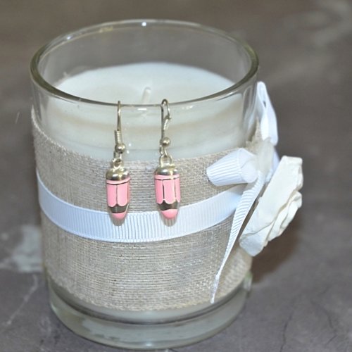 Boucles d'oreilles petits crayons roses