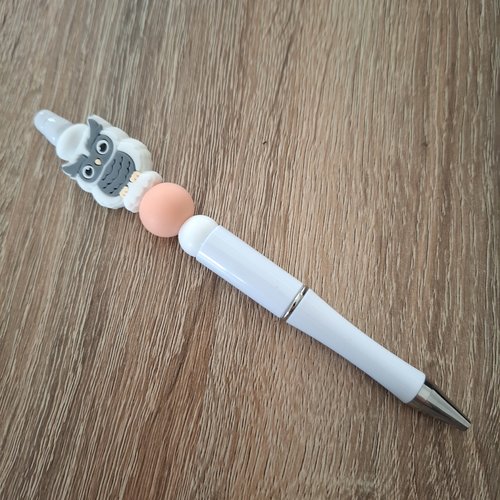 Stylo hibou rose et blanc