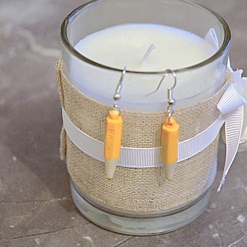 Boucles d'oreilles pendantes crayons orange
