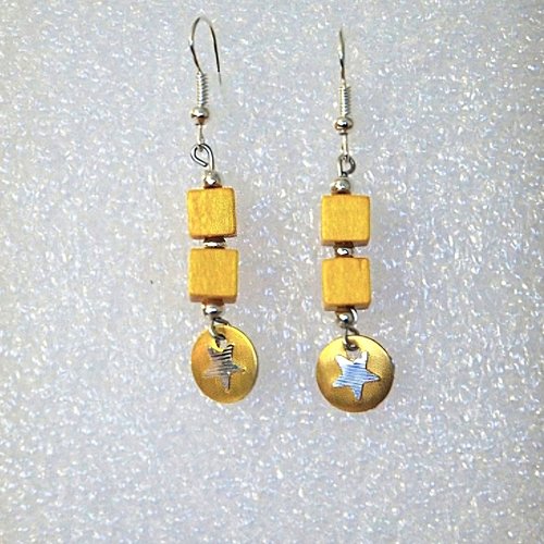 Boucles d'oreilles pendantes bois