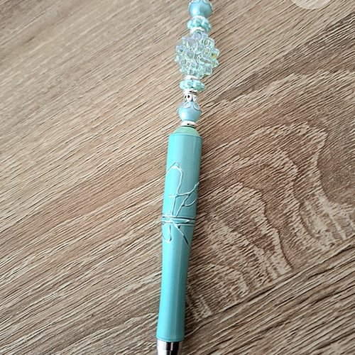 Stylo turquoise argenté