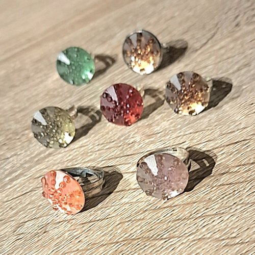 Bagues cabochon resine facettes