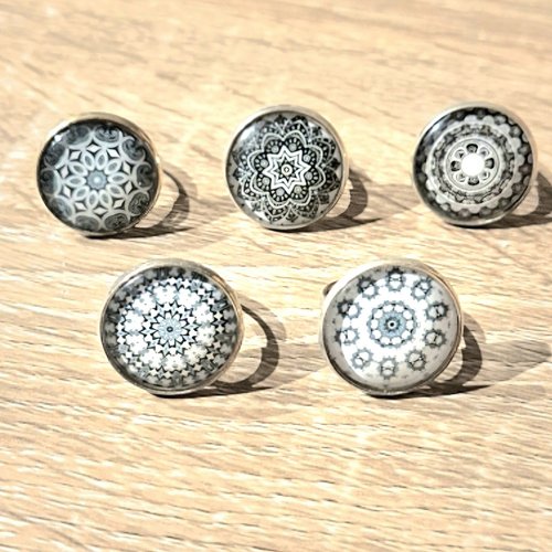 Bague réglable cabochon mosaïque