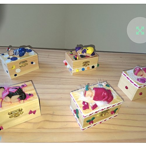 Petite boite bois décorée fimo