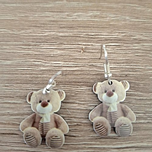 Boucles d'oreilles pendantes nounours