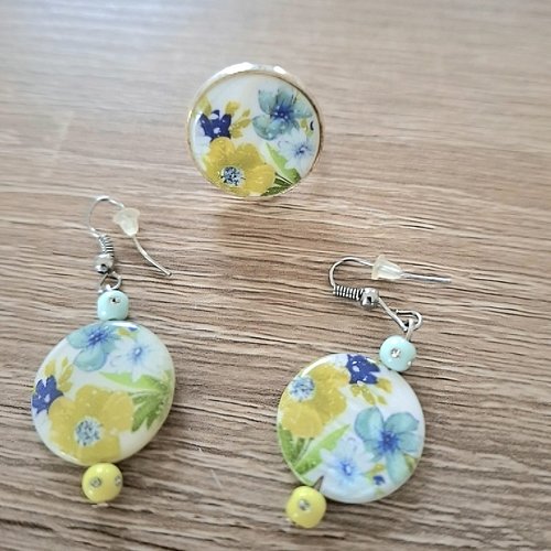 Parure boucles d oreilles et bague