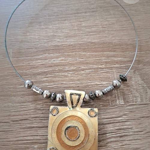 Collier metal argenté et or