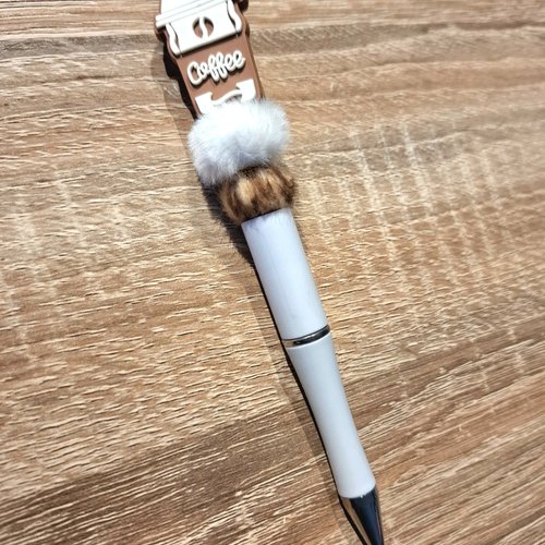 Stylo blanc marron coffee