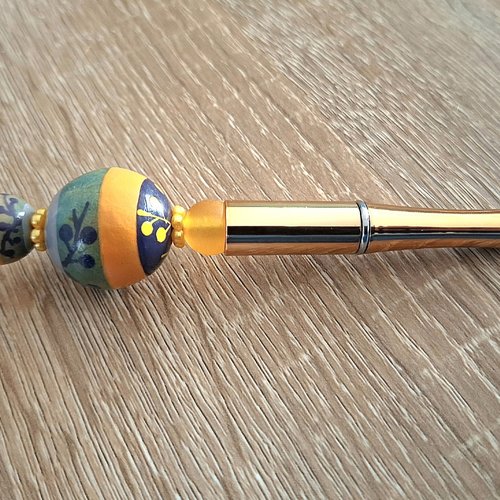 Stylo métallisé orange et vert
