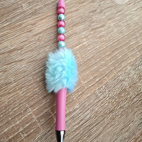 Stylo froufrou bleu et rose