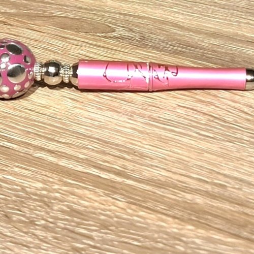 Stylo perle rose et argent