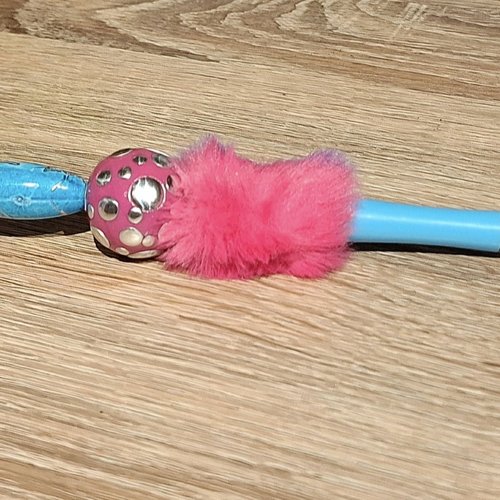 Stylo froufrou rose et bleu